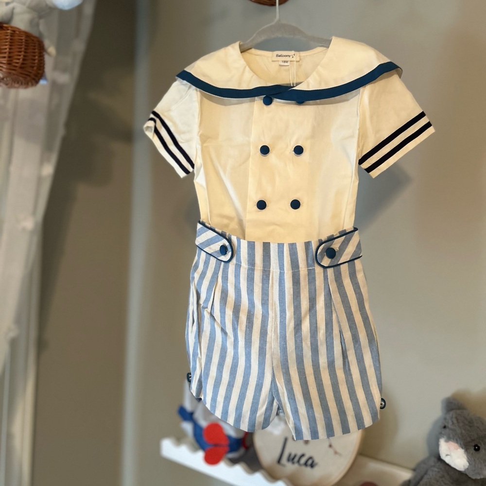 Classic Nautical Kids Matching Set in Blue and Cream
